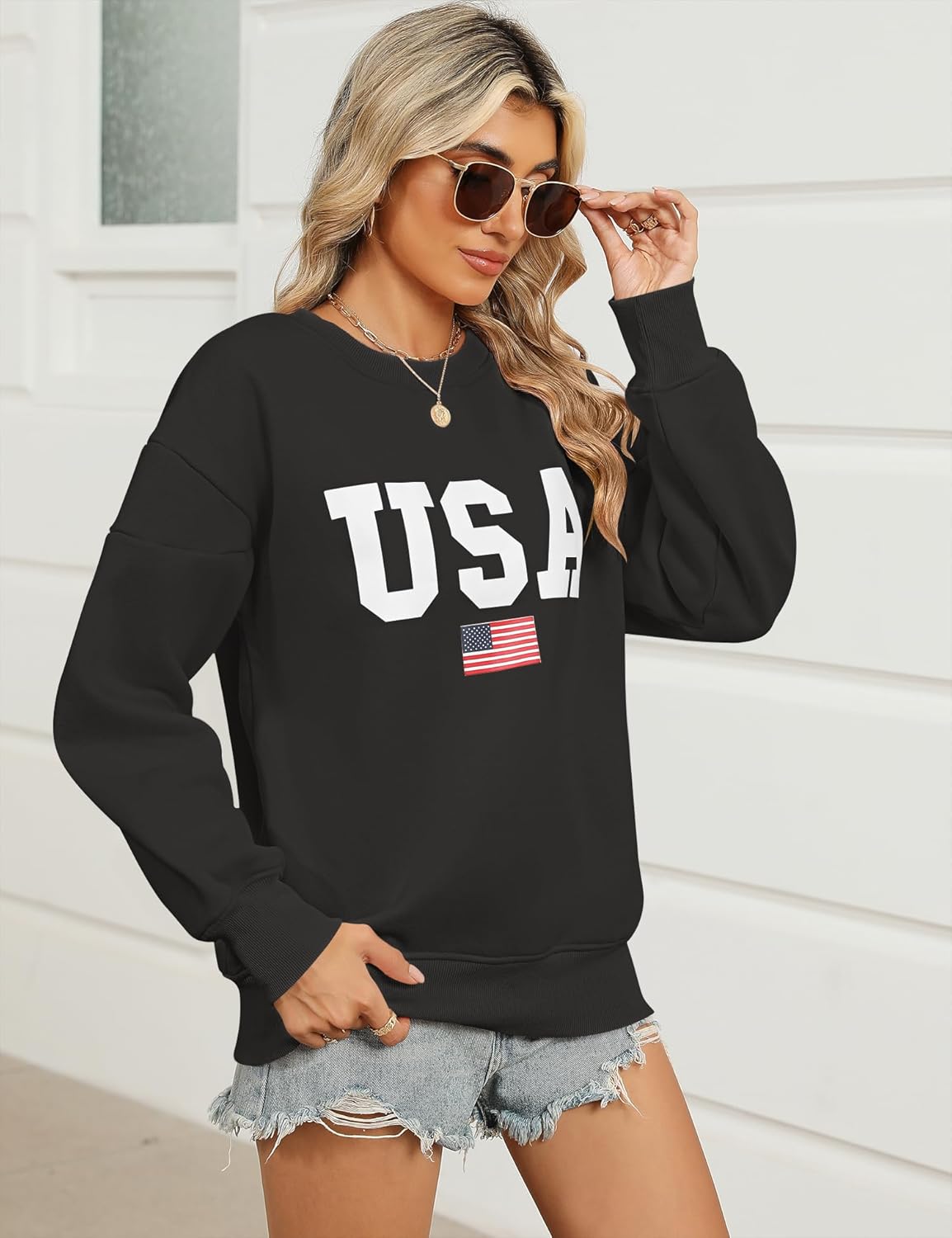 Micoson Women's Oversized Graphic Letter Print Sweatshirts Crewneck Fleece Pullover Tops Fall Winter Fashion Clothes 2024