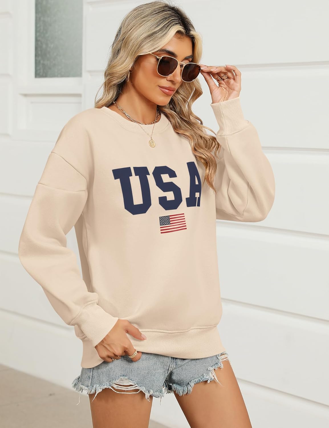 Micoson Women's Oversized Graphic Letter Print Sweatshirts Crewneck Fleece Pullover Tops Fall Winter Fashion Clothes 2024