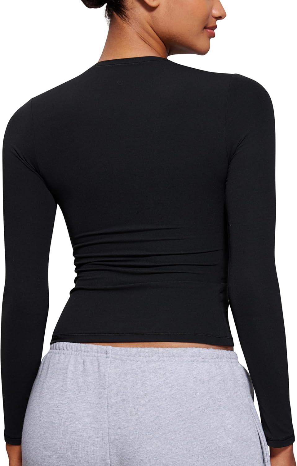 CRZ YOGA Long Sleeve Shirts for Women Soft Crew Neck Fall Basic Tight Tops Fitted Casual Going Out T-Shirts