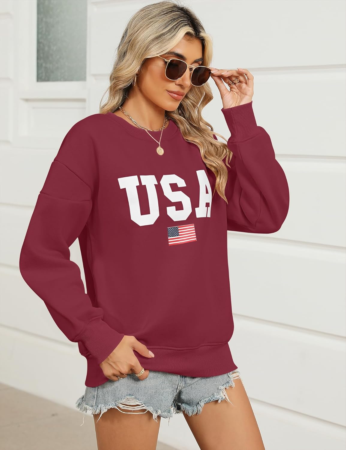 Micoson Women's Oversized Graphic Letter Print Sweatshirts Crewneck Fleece Pullover Tops Fall Winter Fashion Clothes 2024