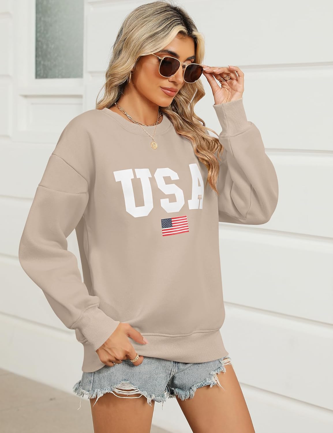 Micoson Women's Oversized Graphic Letter Print Sweatshirts Crewneck Fleece Pullover Tops Fall Winter Fashion Clothes 2024